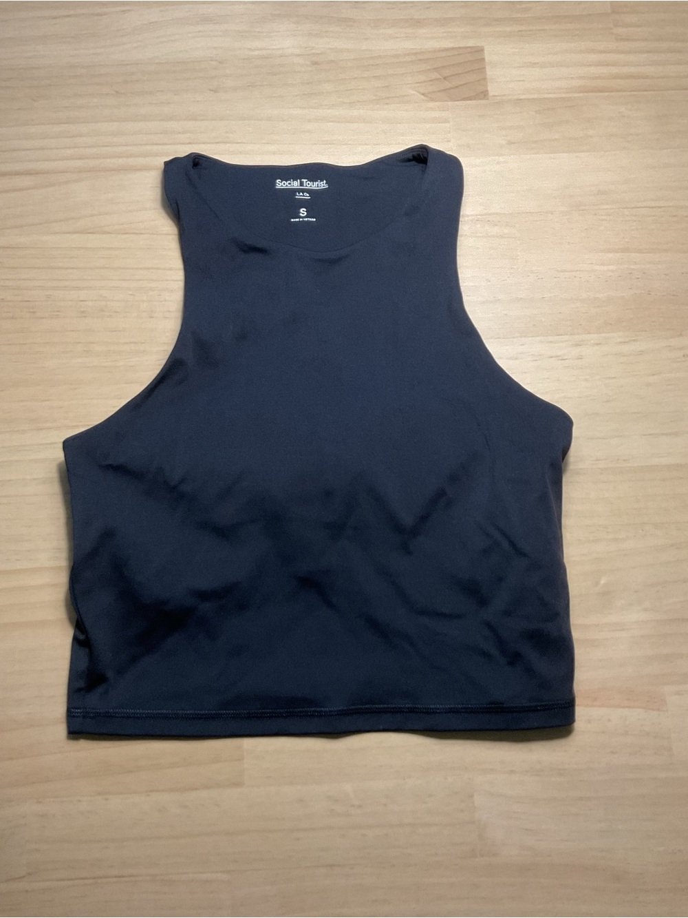Social Tourist Black High-Neck Racerback Sports Bra - Shelf Bra Women's S